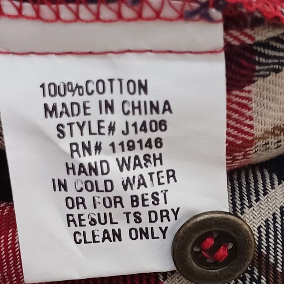 Jodifl Womens Small Red White Y2K Lace Trim Long Sleeve Plaid Button Up Shirt - Picture 8 of 9